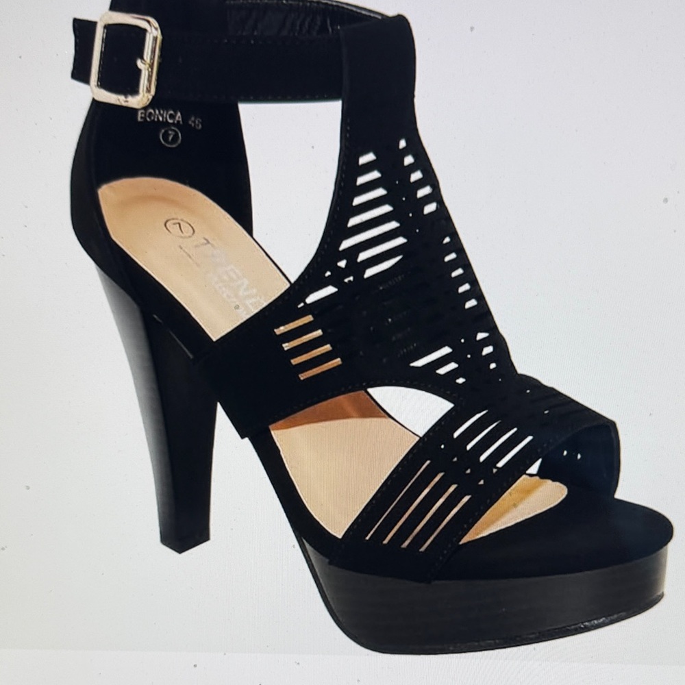 Women's Black Strappy High Heel Sandals -